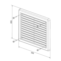 Rama aerisire Haco, acoperita cu plasa, 200 x 200, alb